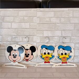Vintage Disney Mickey and Donald Hangers 2 Each Molded Plastic Clothes Hangers